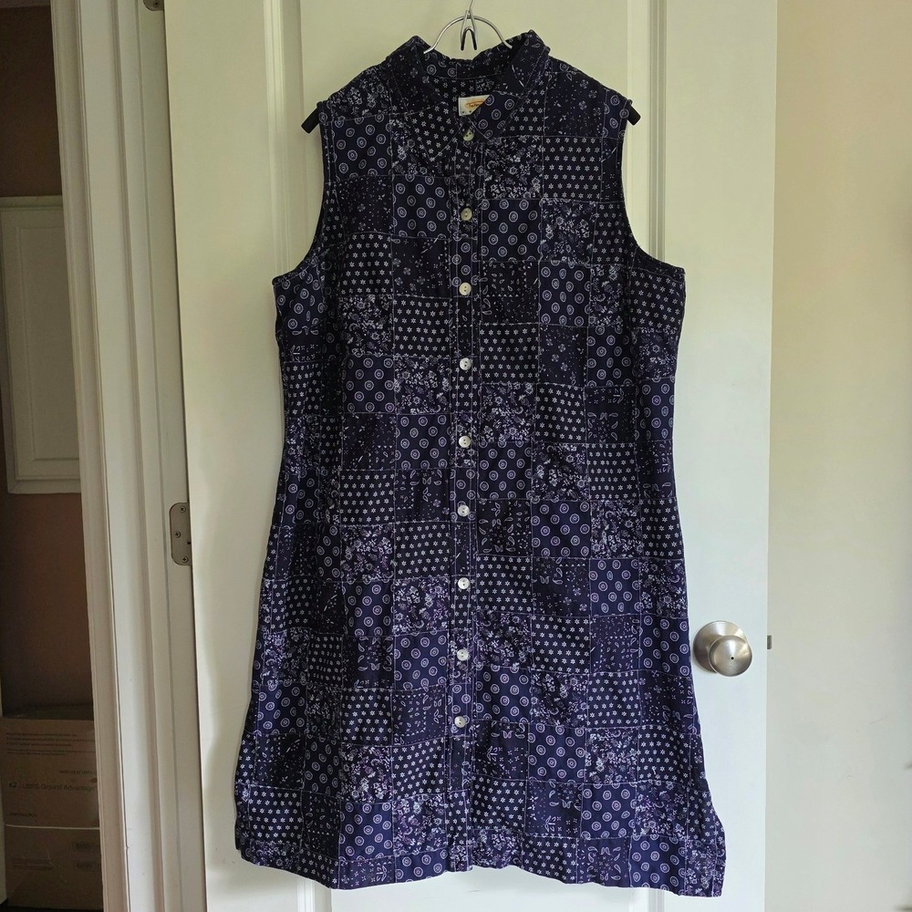 Vintage 90s Y2K Talbots Amaricana Bandana Patchwork Quilted Cotton Dress